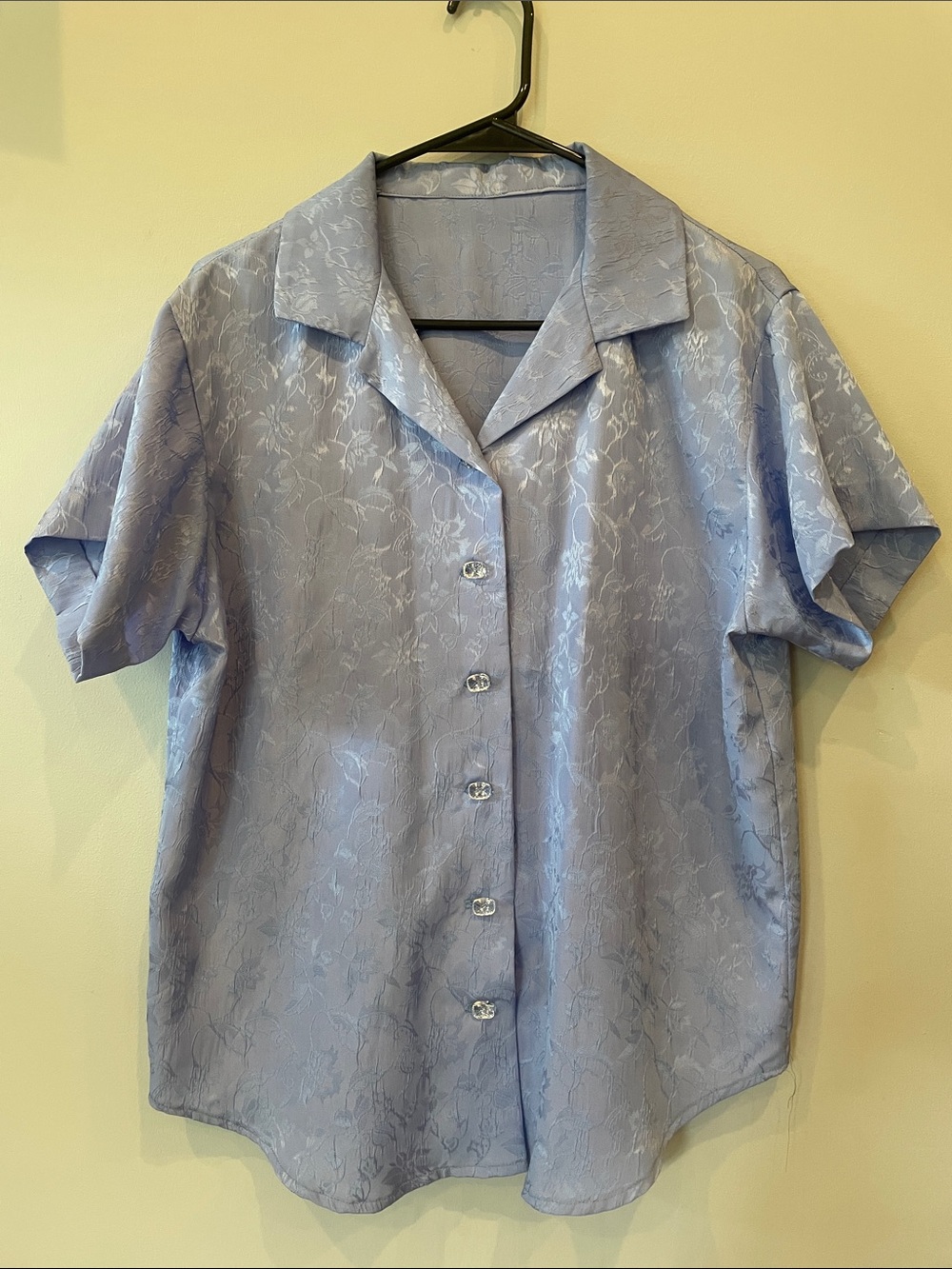 Light blue handmade button front blouse